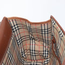 Burberrys Nova Check Hand Bag Leather 2way Brown Gold Auth bs33202-19