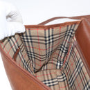 Burberrys Nova Check Hand Bag Leather 2way Brown Gold Auth bs33202-20