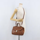 Burberrys Nova Check Hand Bag Leather 2way Brown Gold Auth bs33202-24
