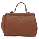 Burberrys Nova Check Hand Bag Leather 2way Brown Gold Auth bs33202-2