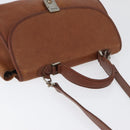Burberrys Nova Check Hand Bag Leather 2way Brown Gold Auth bs33202-6