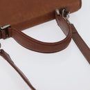 Burberrys Nova Check Hand Bag Leather 2way Brown Gold Auth bs33202-7