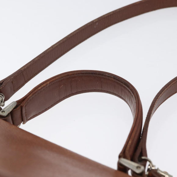 Burberrys Nova Check Hand Bag Leather 2way Brown Gold Auth bs33202