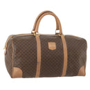 CELINE Macadam Canvas Boston Bag PVC Leather Brown Gold Auth bs33203-1