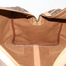 CELINE Macadam Canvas Boston Bag PVC Leather Brown Gold Auth bs33203-21