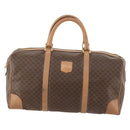 CELINE Macadam Canvas Boston Bag PVC Leather Brown Gold Auth bs33203-13
