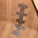 CELINE Macadam Canvas Boston Bag PVC Leather Brown Gold Auth bs33203-11
