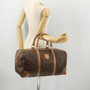 CELINE Macadam Canvas Boston Bag PVC Leather Brown Gold Auth bs33203-23