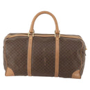 CELINE Macadam Canvas Boston Bag PVC Leather Brown Gold Auth bs33203-2