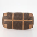 CELINE Macadam Canvas Boston Bag PVC Leather Brown Gold Auth bs33203-5