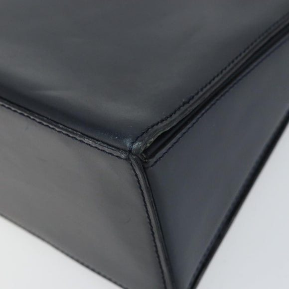 CELINE Chain Shoulder Bag Leather Navy Gold Auth bs33205