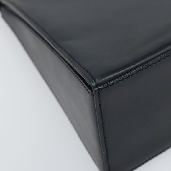 CELINE Chain Shoulder Bag Leather Navy Gold Auth bs33205