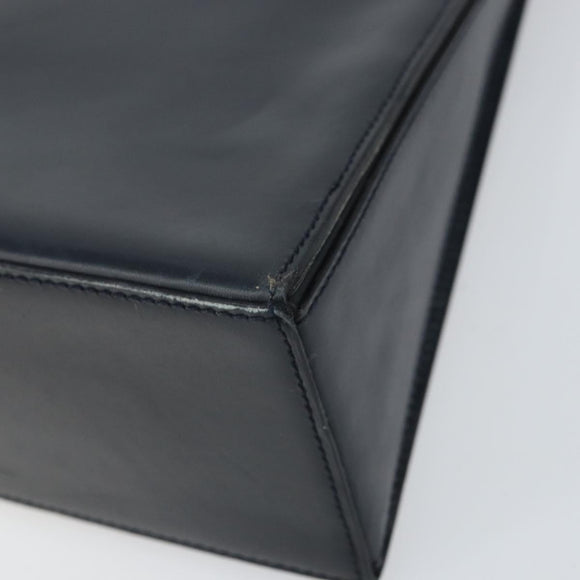 CELINE Chain Shoulder Bag Leather Navy Gold Auth bs33205