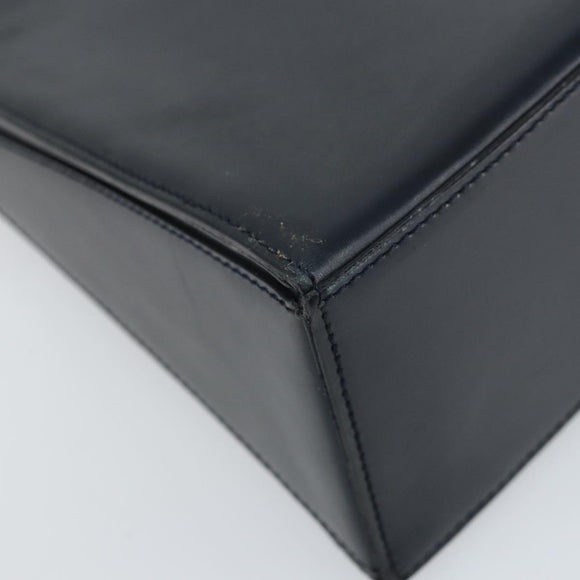 CELINE Chain Shoulder Bag Leather Navy Gold Auth bs33205