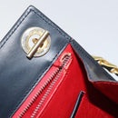 CELINE Chain Shoulder Bag Leather Navy Gold Auth bs33205-20