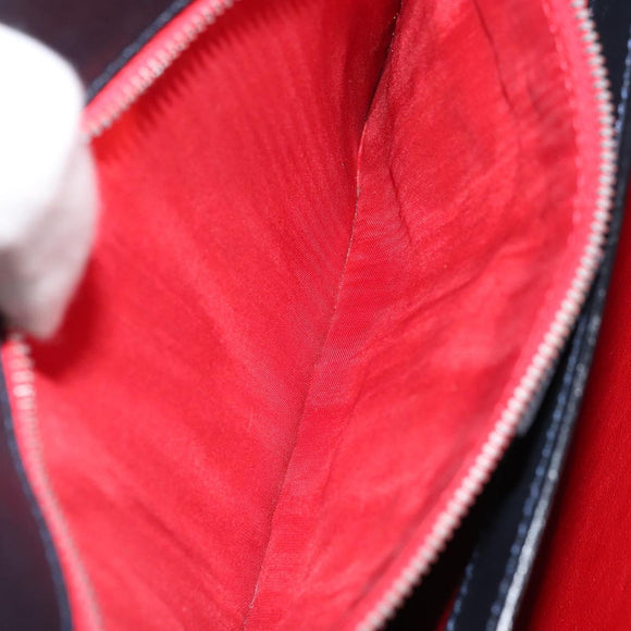 CELINE Chain Shoulder Bag Leather Navy Gold Auth bs33205