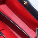 CELINE Chain Shoulder Bag Leather Navy Gold Auth bs33205-22