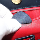 CELINE Chain Shoulder Bag Leather Navy Gold Auth bs33205-23