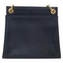 CELINE Chain Shoulder Bag Leather Navy Gold Auth bs33205-3