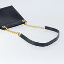 CELINE Chain Shoulder Bag Leather Navy Gold Auth bs33205-7