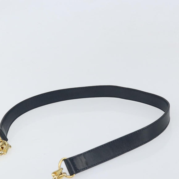CELINE Chain Shoulder Bag Leather Navy Gold Auth bs33205