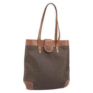 CELINE Macadam Canvas Tote Bag PVC Leather Brown Gold Auth bs33206