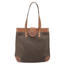 CELINE Macadam Canvas Tote Bag PVC Leather Brown Gold Auth bs33206-2