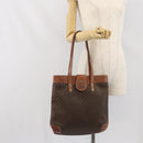 CELINE Macadam Canvas Tote Bag PVC Leather Brown Gold Auth bs33206-24