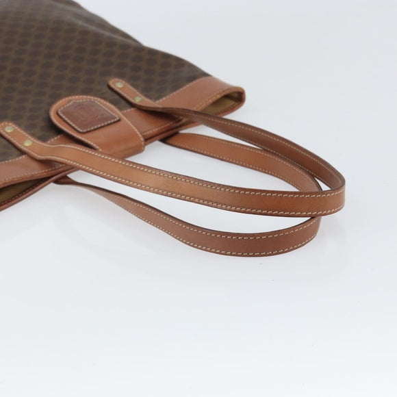CELINE Macadam Canvas Tote Bag PVC Leather Brown Gold Auth bs33206