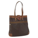 CELINE Macadam Canvas Tote Bag PVC Leather Brown Gold Auth bs33207-1