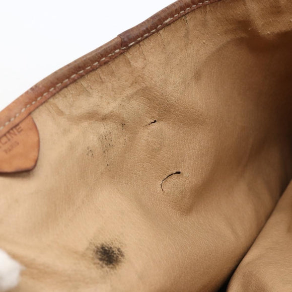 CELINE Macadam Canvas Tote Bag PVC Leather Brown Gold Auth bs33207