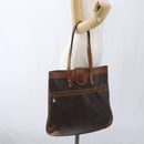 CELINE Macadam Canvas Tote Bag PVC Leather Brown Gold Auth bs33207-22