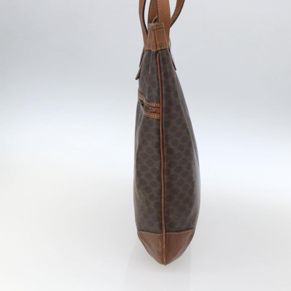 CELINE Macadam Canvas Tote Bag PVC Leather Brown Gold Auth bs33207