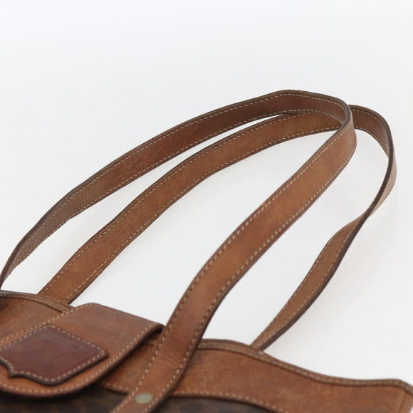 CELINE Macadam Canvas Tote Bag PVC Leather Brown Gold Auth bs33207