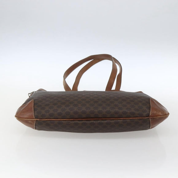 CELINE Macadam Canvas Tote Bag PVC Leather Brown Gold Auth bs33207