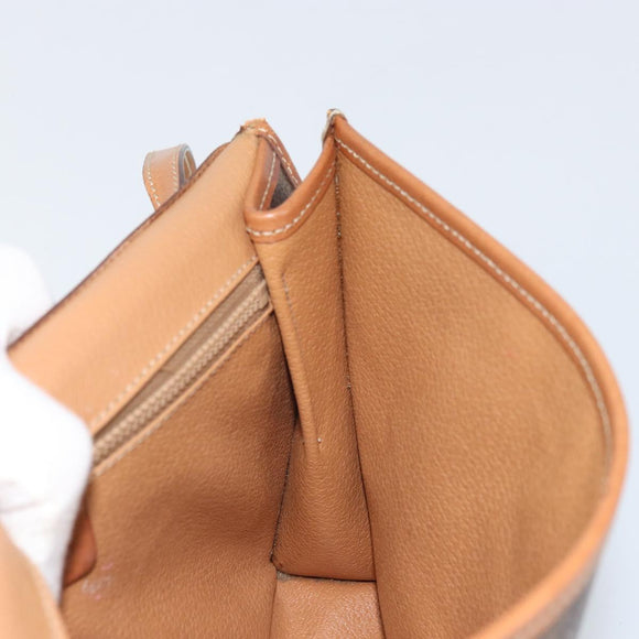 CELINE Macadam Canvas Shoulder Bag PVC Leather Brown Gold Auth bs33208