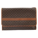 CELINE Macadam Canvas Shoulder Bag PVC Leather Brown Gold Auth bs33208-2