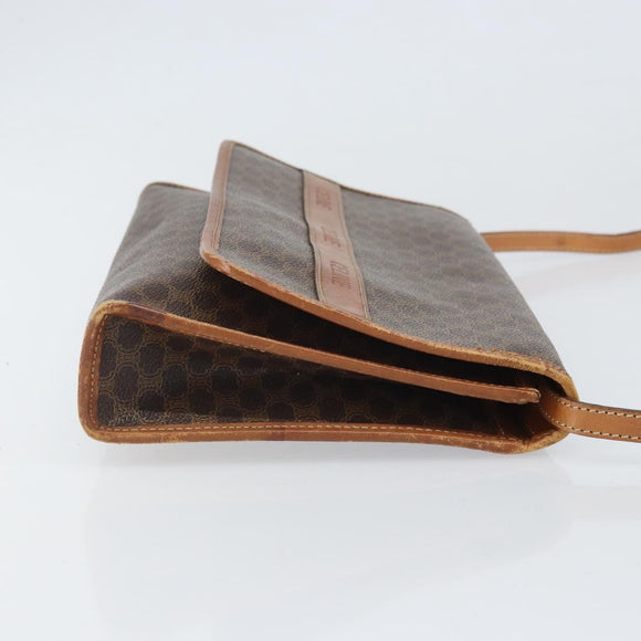 CELINE Macadam Canvas Shoulder Bag PVC Leather Brown Gold Auth bs33208
