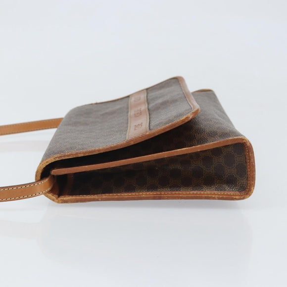 CELINE Macadam Canvas Shoulder Bag PVC Leather Brown Gold Auth bs33208