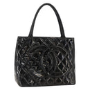 CHANEL Standard Tote Bag Patent leather Black CC Auth bs33216-1