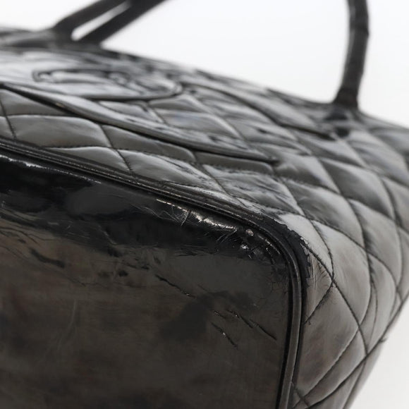 CHANEL Standard Tote Bag Patent leather Black CC Auth bs33216