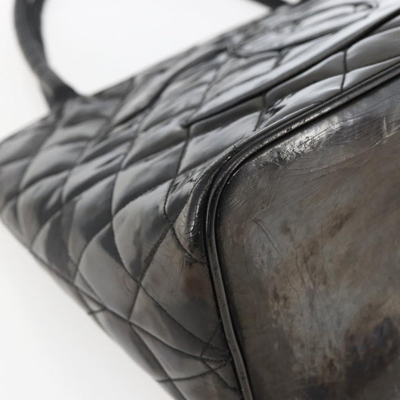 CHANEL Standard Tote Bag Patent leather Black CC Auth bs33216