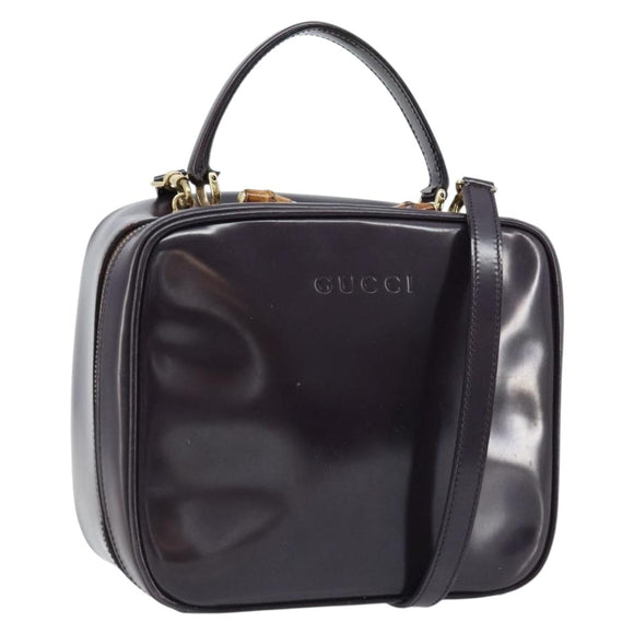 GUCCI Bamboo Hand Bag Patent leather 2way Purple Gold 000 270 0323 Auth bs33222