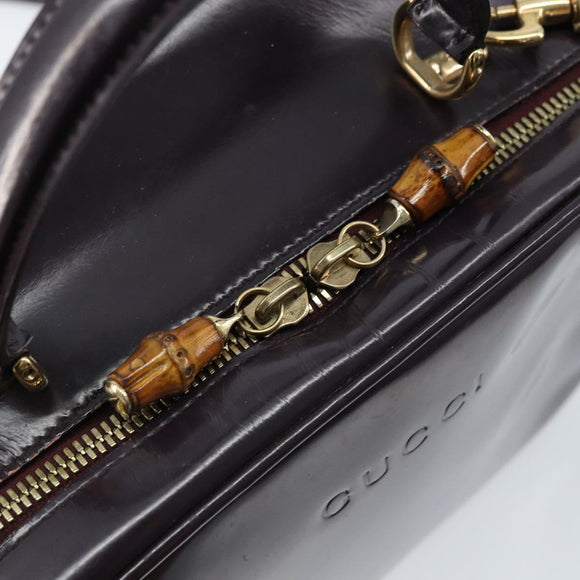 GUCCI Bamboo Hand Bag Patent leather 2way Purple Gold 000 270 0323 Auth bs33222