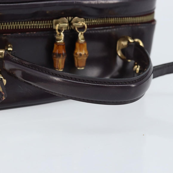 GUCCI Bamboo Hand Bag Patent leather 2way Purple Gold 000 270 0323 Auth bs33222