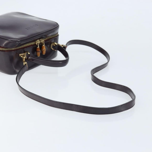 GUCCI Bamboo Hand Bag Patent leather 2way Purple Gold 000 270 0323 Auth bs33222