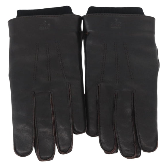 GUCCI Gloves Leather Black Auth bs33223
