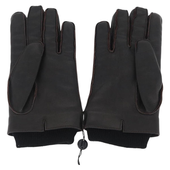 GUCCI Gloves Leather Black Auth bs33223