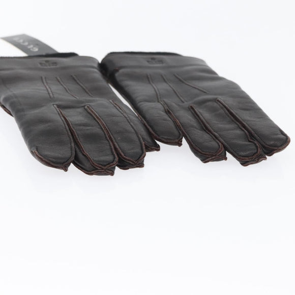 GUCCI Gloves Leather Black Auth bs33223