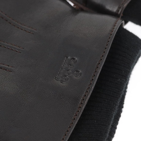 GUCCI Gloves Leather Black Auth bs33223